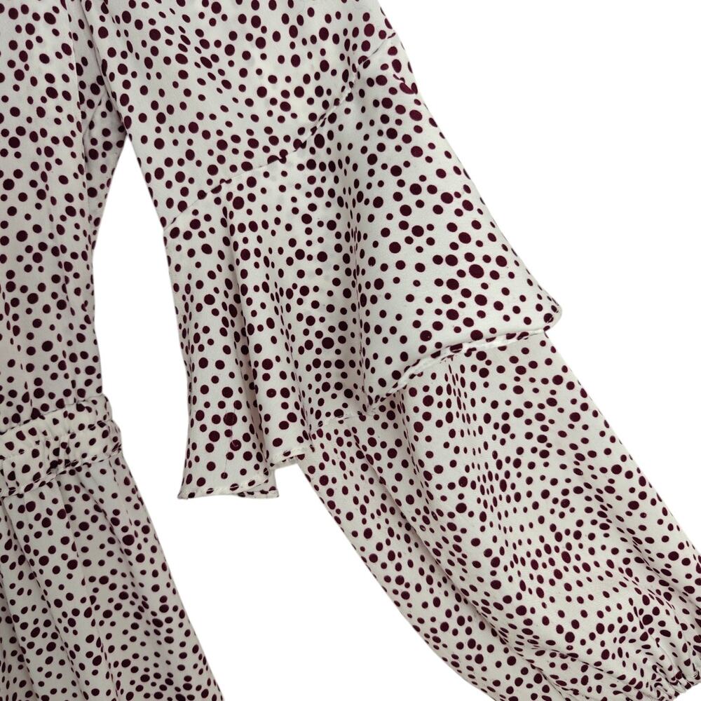 Misa Los Angeles Nehda Ruffle Dress Size Large Purple Polka Dot Boho Flirty - Picture 4 of 13